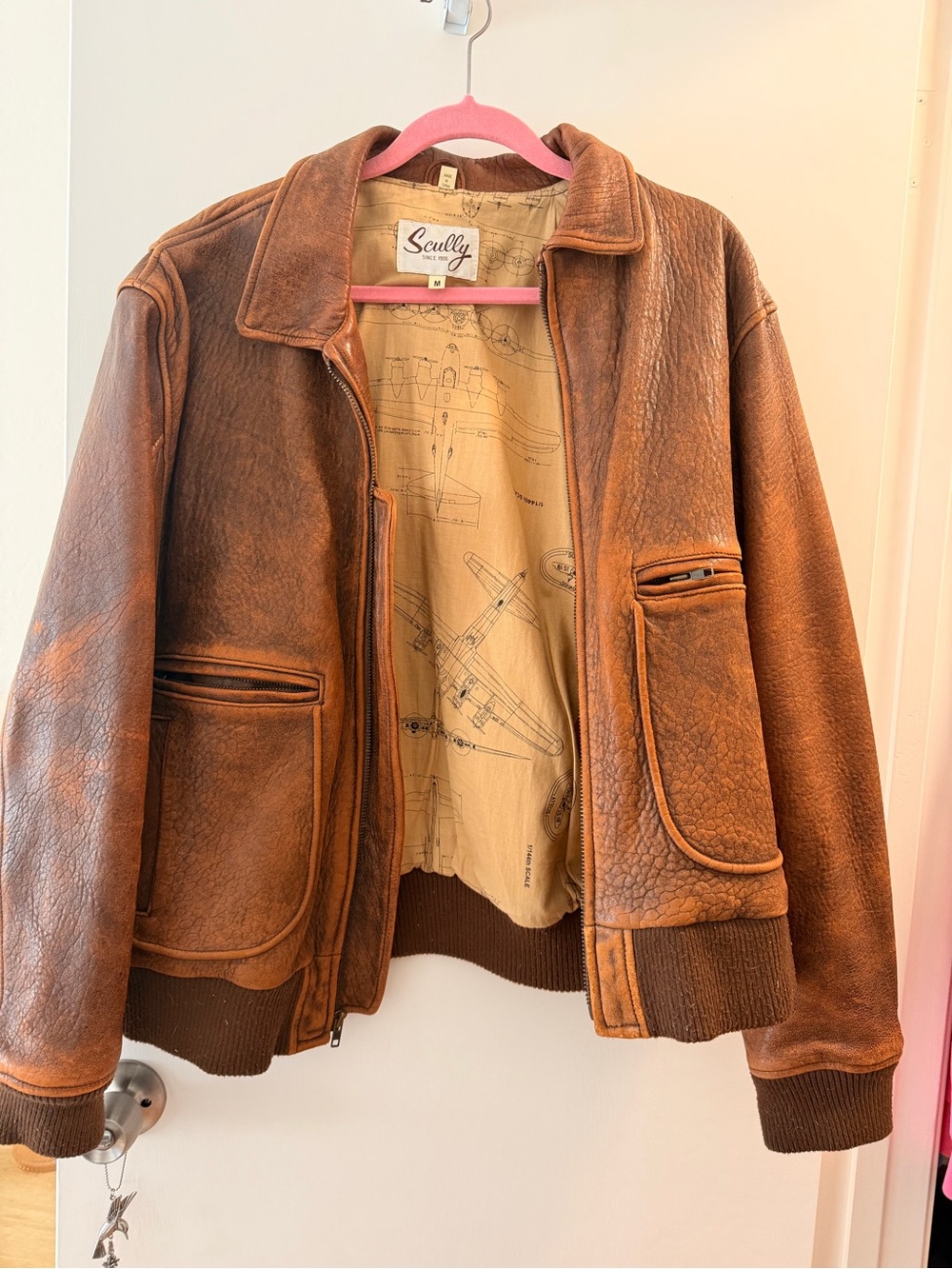 Scully Men's Rustic Brown Leather Bomber Jacket